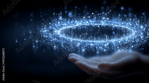 Wallpaper Mural Glowing Magic Ring Held in Hands with Dark Background. Torontodigital.ca