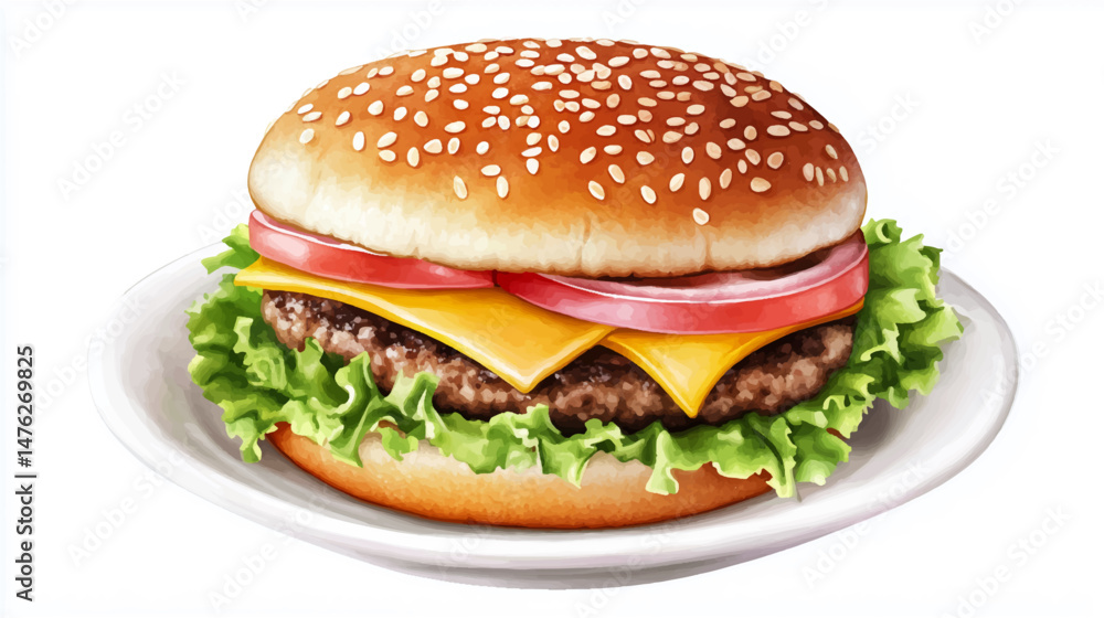 Vector illustration of burger made with fresh vegetable cute on white background Vector illustration of burger made with fresh vegetable cute on white background