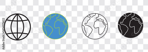 Globe icons set. Planet earth symbol collection. World planet earth icon line and flat style - stock vector.