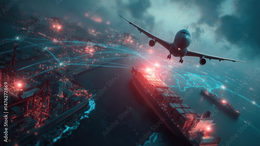 Fototapeta premium Global cargo network