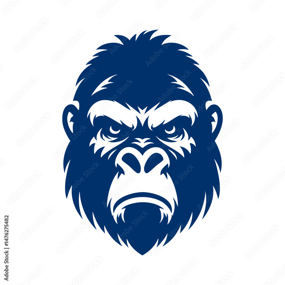Powerful Gorilla Head Intense Blue Vector Graphic Powerful Gorilla Head Intense Blue Vector Graphic