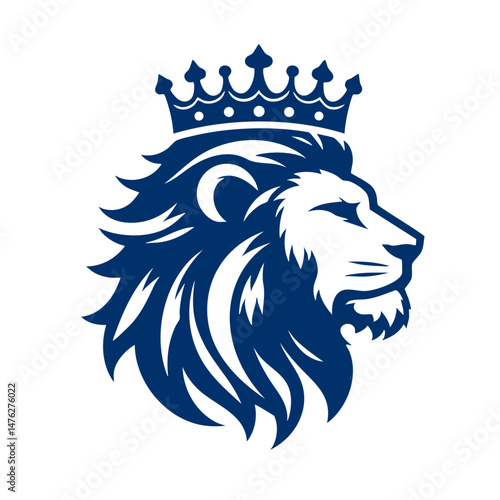 Majestic Lion with Crown Regal Symbol of Power and Leadership