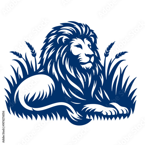 Majestic Lion in Wheat Field A Serene Wildlife Illustration