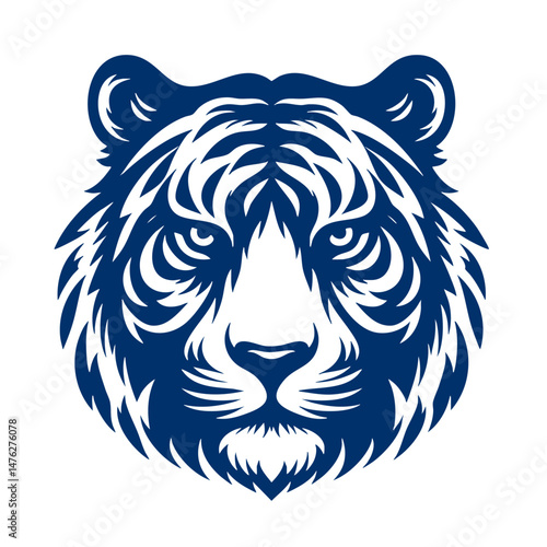 Majestic Blue Tiger Head Vector Graphic Design