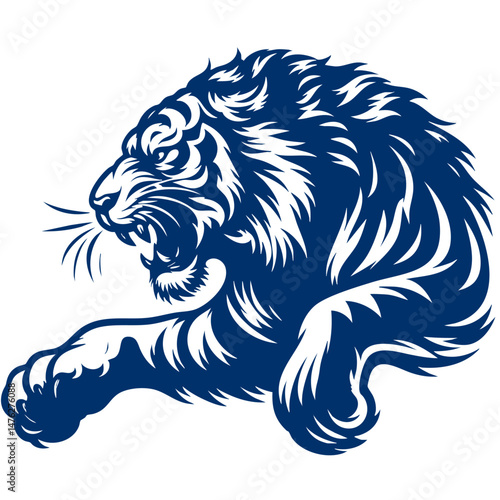 Majestic Roaring Tiger A Powerful Vector Illustration
