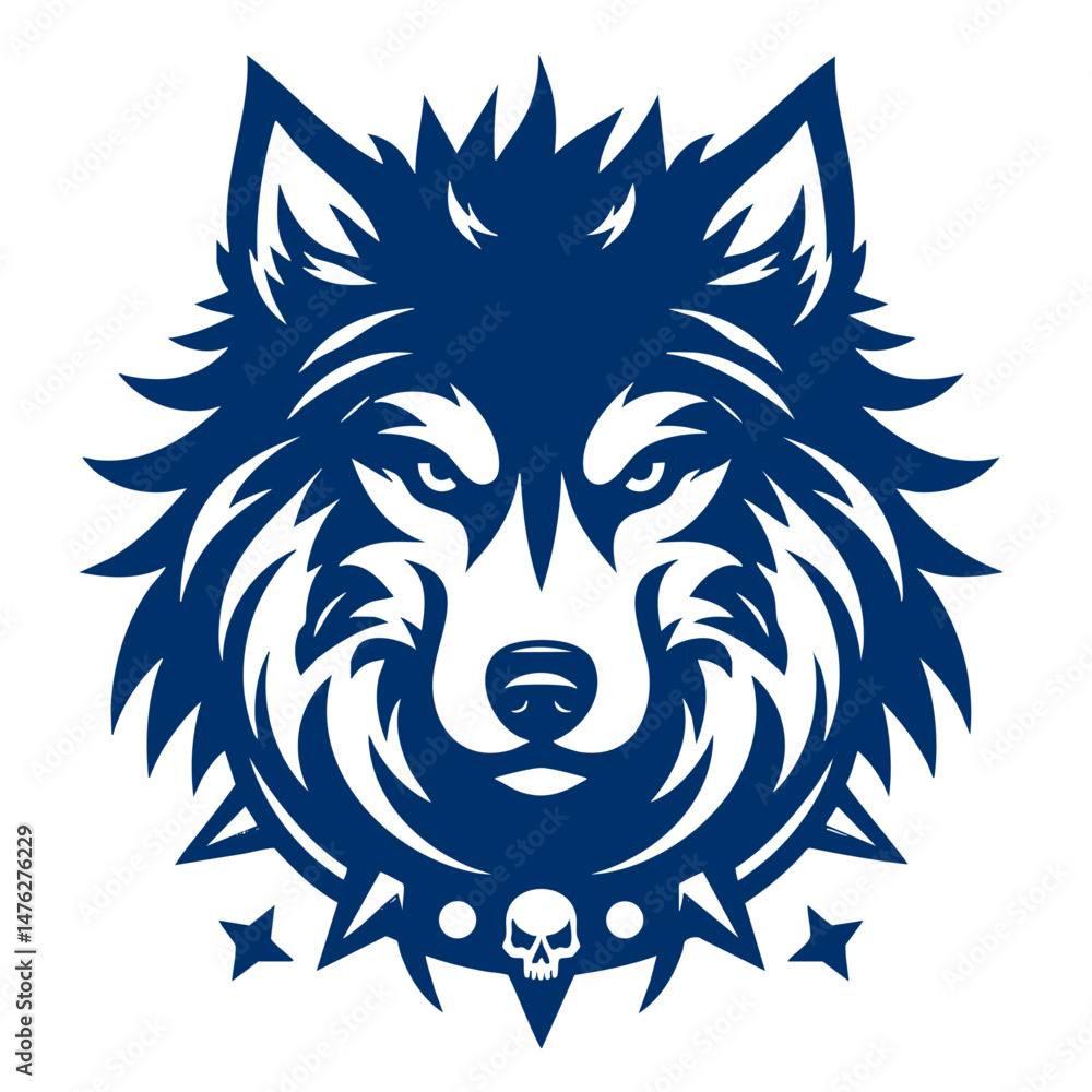 Fototapeta premium Stylized Wolf Head Logo Fierce Canine Vector Graphic
