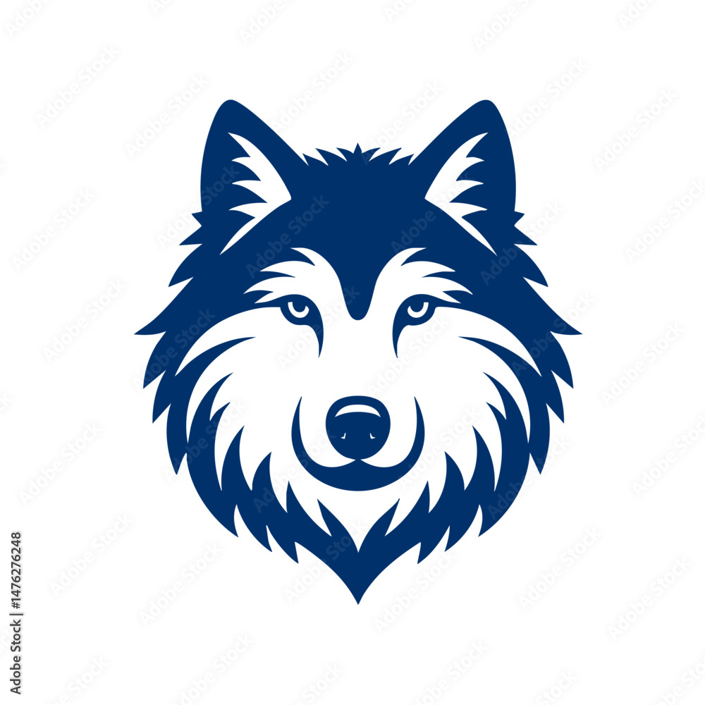 Fototapeta premium Majestic Wolf Head A Stunning Blue Vector Graphic