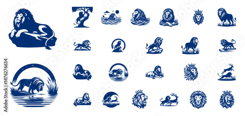 Majestic Lions A Collection of Regal Wildlife Vector Graphics