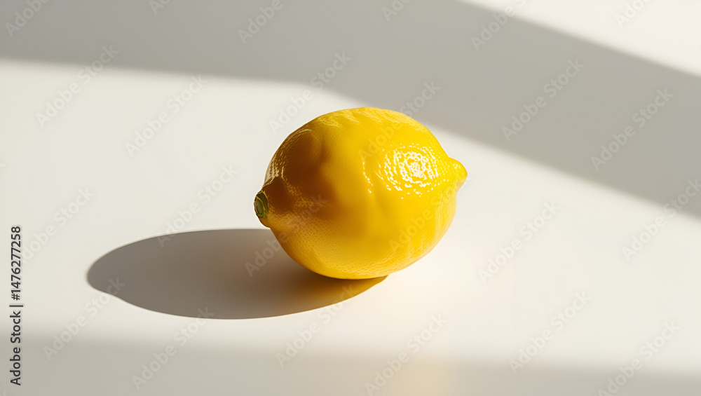 Fresh whole lemon fruit with vibrant yellow skin, isolated on a clean background