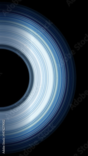 Black hole with accretion disk, vector illustration. black hole with glowing accretion disk and singularity nucleus. Concept 3D illustration of cosmic wormhole on starry space background. 