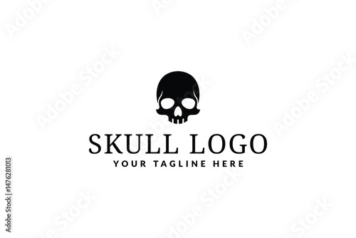 skull logo design template, logo icon vector illustration silhouette