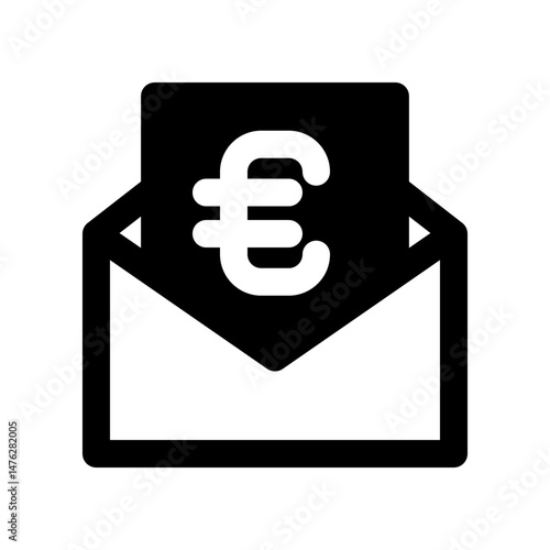 Minimalistic Illustration Showing an Open Envelope with a Euro Currency Symbol