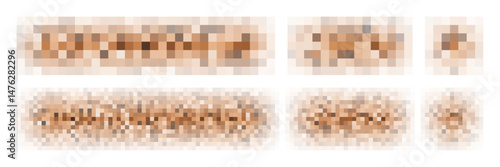 Pixel blurred censor mosaic. Censorship square face effect. Censure content bar vector png. Blurry photo for tv hide sensitive info. Pattern to cover naked nude people image. Word transparent texture
