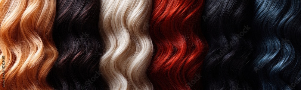 Fototapeta premium Group of different colored hair banner