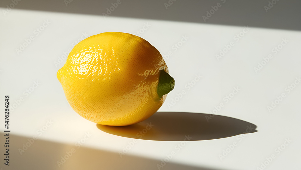 Whole fresh lemon with natural shine and smooth yellow peel, displayed clearly