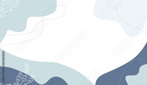Abstract Floral Composition with Pastel Blue and White Tones