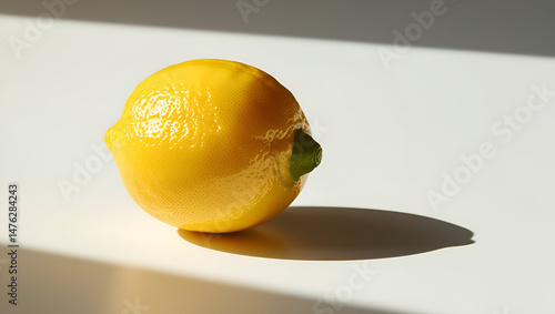 Obraz na płótnie Whole fresh lemon with natural shine and smooth yellow peel, displayed clearly w salonie