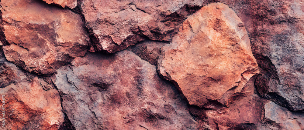 Obraz premium Multi-colored red brown stone pile texture on isolated background, natural rock background for website banner and print advertisement design