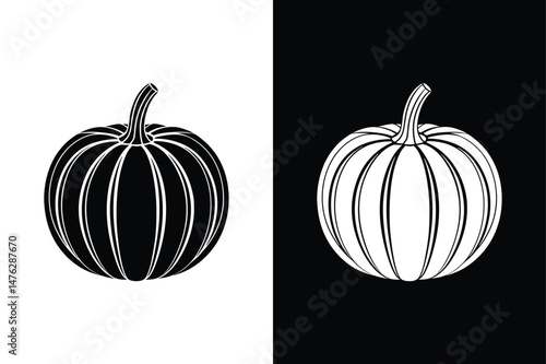 Pumpkin Vegetable Silhouette. Flat Design Vector for Seasonal Graphics photo