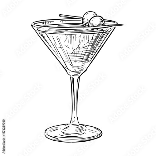 manhattan cocktail vector hand drawn illustration