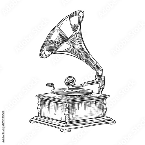gramophone vector hand drawn illustration