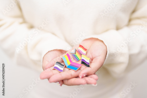 Wallpaper Mural Happy pride month and LGBT or LGBTQ or LGBTQIA with rainbow flag Brooch pin for Lesbian, Gay, Bisexual, Transgender, Non Binary, Marriage Equality Law, Pansexual, Asexuality and Bisexuality Day Torontodigital.ca