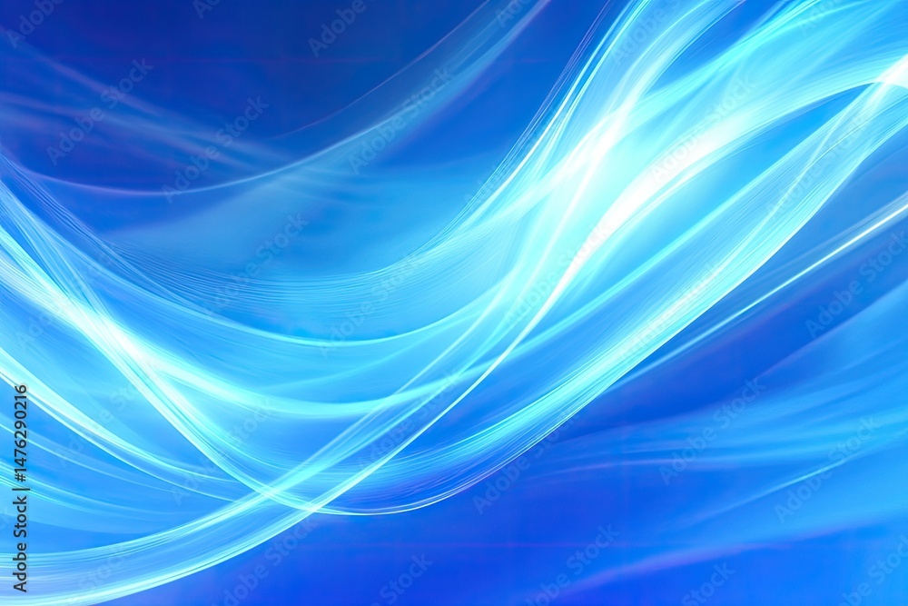 Fototapeta premium Abstract flowing blue light waves