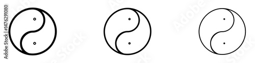 Yin yang icons. modern minimalist symbol outline vector flat style