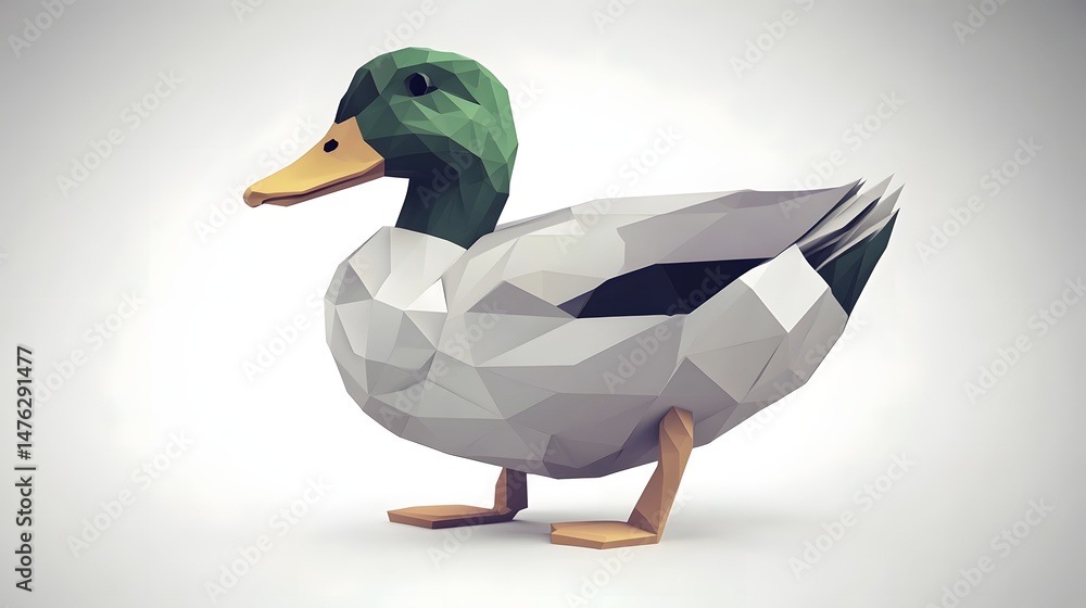 Obraz premium Low-poly polygonal illustration of a mallard duck.