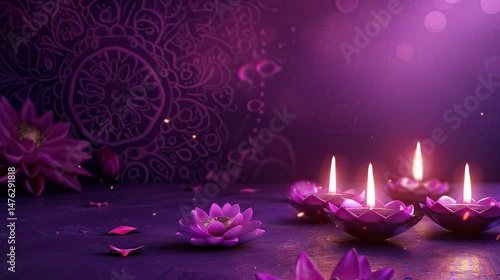Candle Lamp with Lotus Ornament for Diwali Celebrate