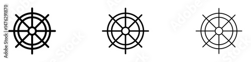 Ship wheel icons. modern minimalist symbol outline vector flat style