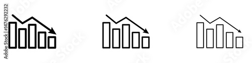 Reduction chart icons. modern minimalist symbol outline vector flat style