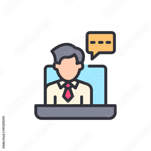 Online Meeting With A Man Presenting Data From His Home Office Desk
