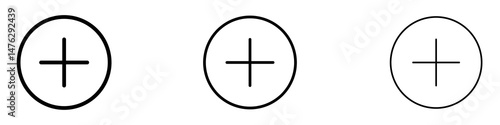 Plus icons. modern minimalist symbol outline vector flat style