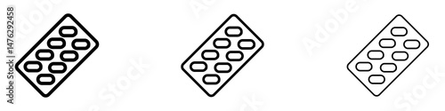 Pill Blister Pack icons. modern minimalist symbol outline vector flat style