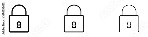 Padlock icons. modern minimalist symbol outline vector flat style