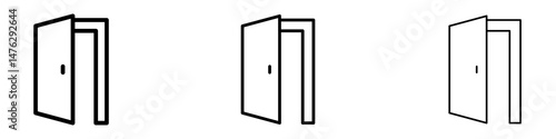 Open door icons. modern minimalist symbol outline vector flat style