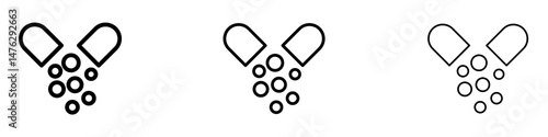 Open Capsule icons. modern minimalist symbol outline vector flat style