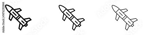 Missile icons. modern minimalist symbol outline vector flat style