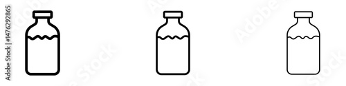 Milk bottle icons. modern minimalist symbol outline vector flat style