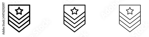 Military rank badge icons. modern minimalist symbol outline vector flat style