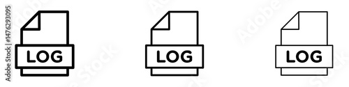 Log file icons. modern minimalist symbol outline vector flat style