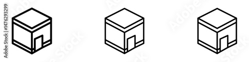 Kaaba icons. modern minimalist symbol outline vector flat style