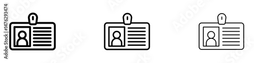 ID badge icons. modern minimalist symbol outline vector flat style