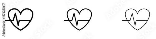 Heartbeat icons. modern minimalist symbol outline vector flat style