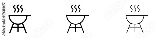 Grill icons. modern minimalist symbol outline vector flat style