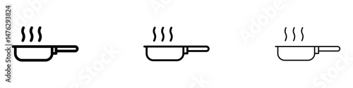 Frying pan icons. modern minimalist symbol outline vector flat style