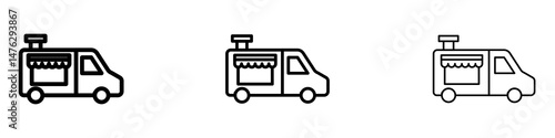 Food truck icons. modern minimalist symbol outline vector flat style
