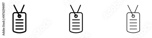 Dog tag icons. modern minimalist symbol outline vector flat style
