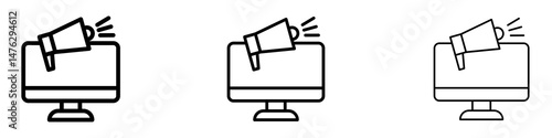 Digital marketing icons. modern minimalist symbol outline vector flat style